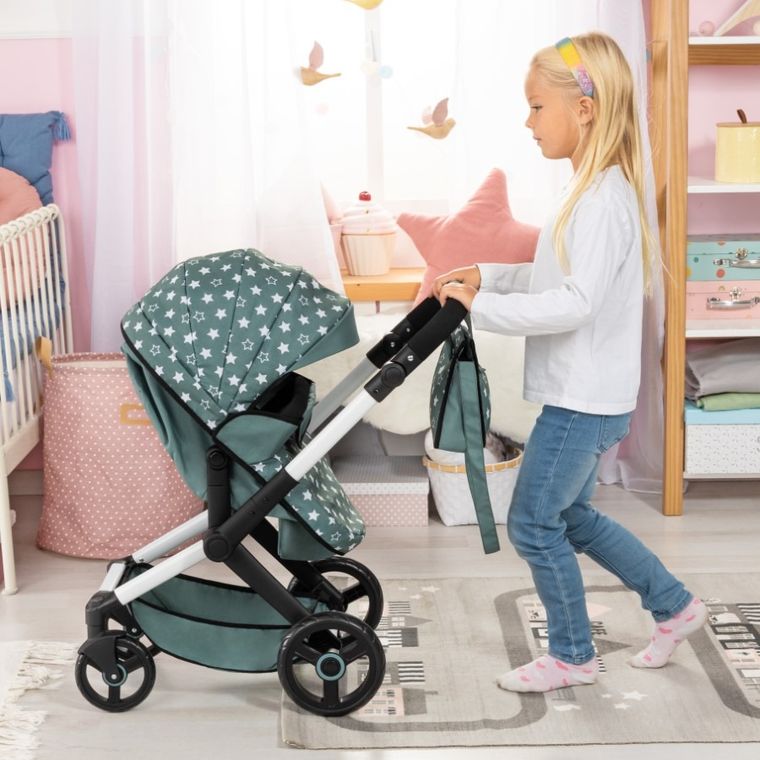 Bayer Design, Xeo, carucior multifunctional pentru papusi, verde