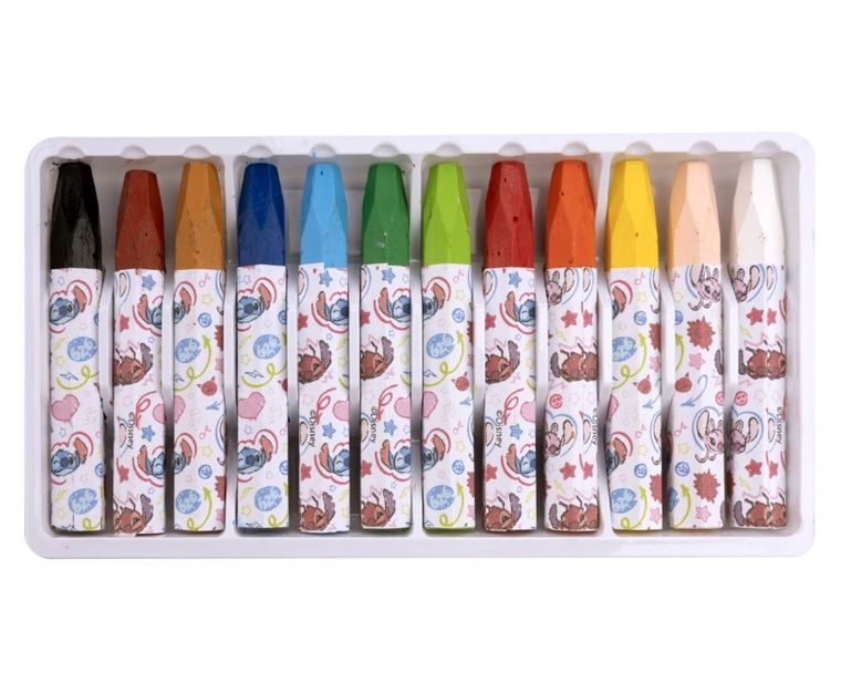 Beniamin, Lilo si Stitch, creioane pastelate, jumbo, 12 culori