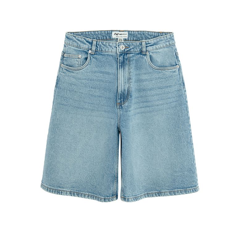 Bermude din denim cu talie reglabila unisex NOWEAR