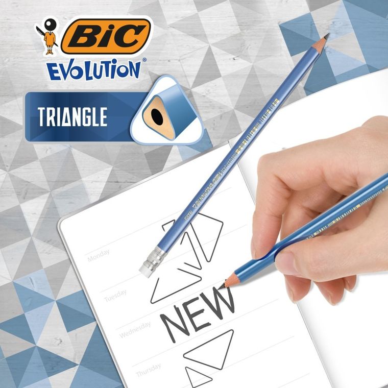 Bic, Evolution Triangle, creion cu radiera, 3 buc.
