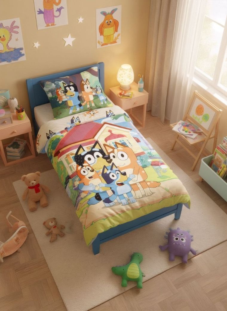 Bluey, set lenjerie de pat single, 100-135 cm