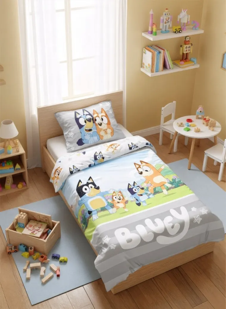 Bluey, set lenjerie de pat single, 100-135 cm