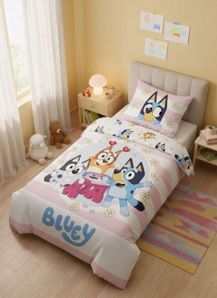 Bluey, set lenjerie de pat single, 100-135 cm