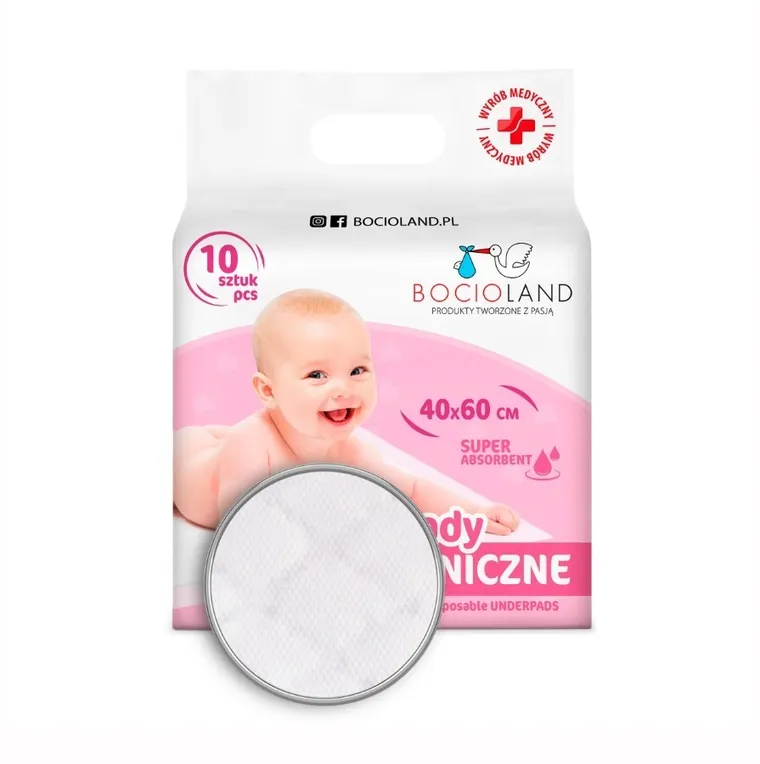 Bocioland, aleze igienice autoadezive, super absorbante, 40-60 cm, 30 buc.