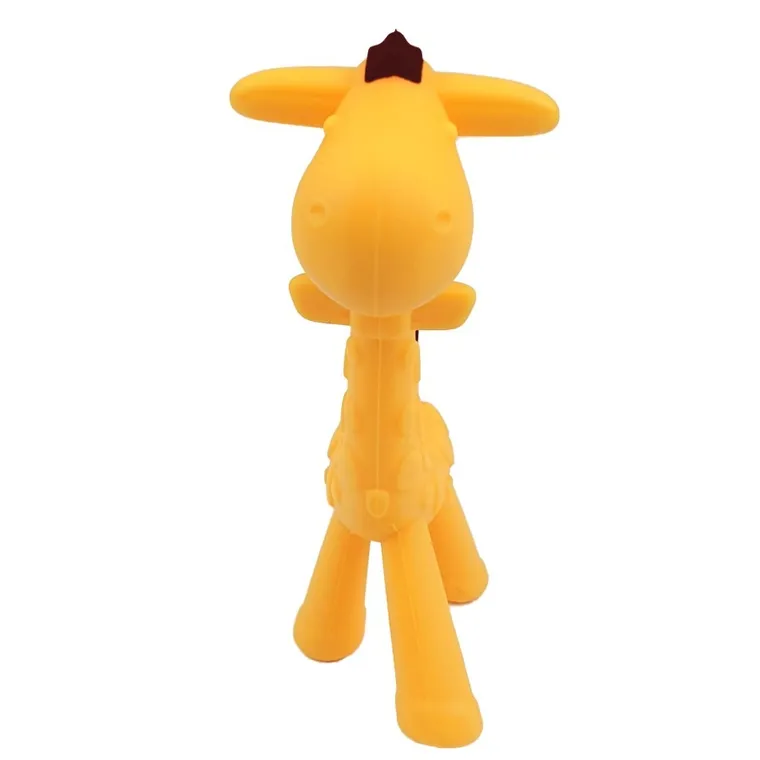 Bocioland, Girafa, jucarie de dentitie din silicon cu proeminente, galben-maro