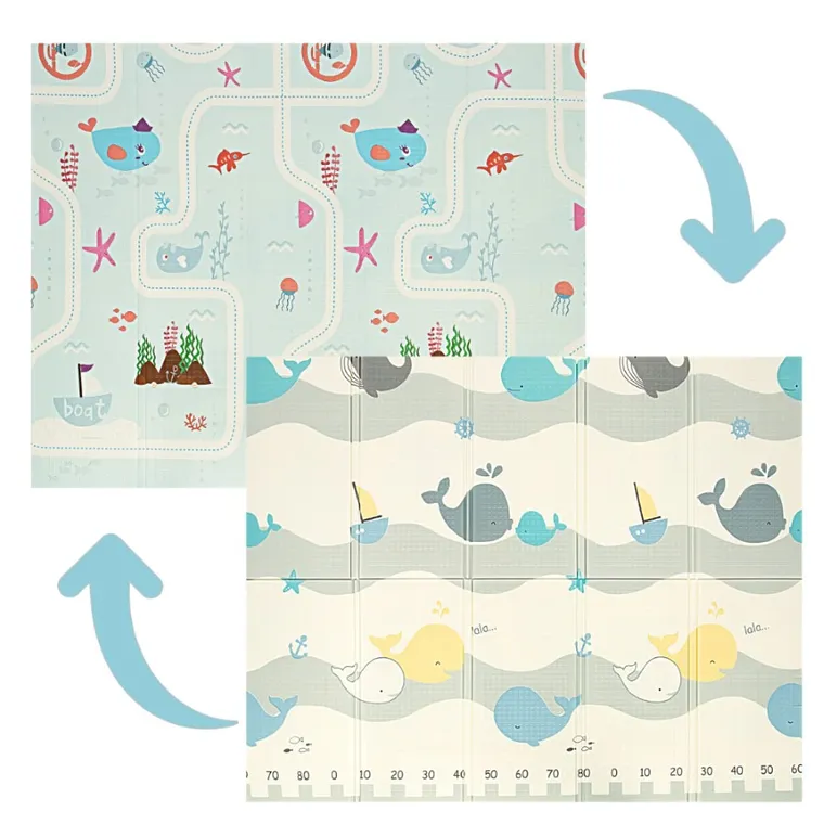 Bocioland, Orasul Apei, covoras din spuma pliabil, gri, 150-180 cm