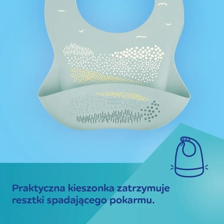 Canpol babies, baveta din silicon cu buzunar, verde