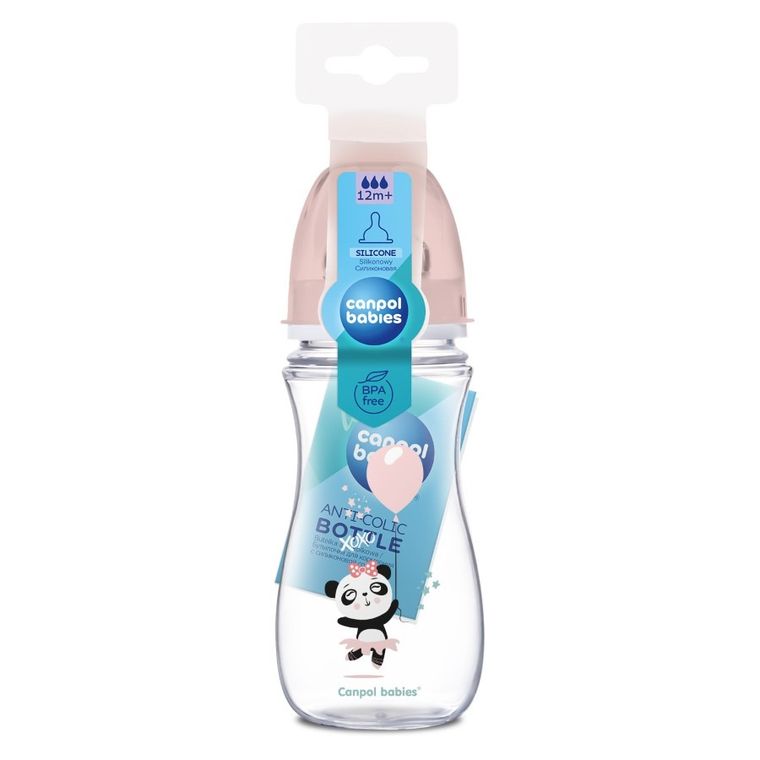 Canpol babies, EasyStart, biberon cu gatul larg, roz, 300 ml