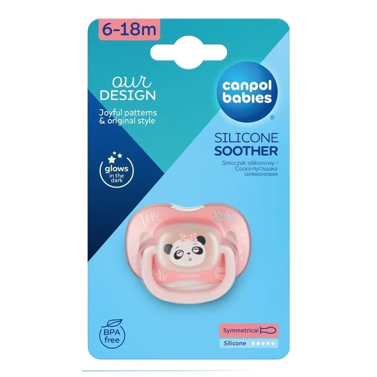 Canpol babies, Exotic Animals, Panda, suzeta din silicon, simetrica, 6-18m