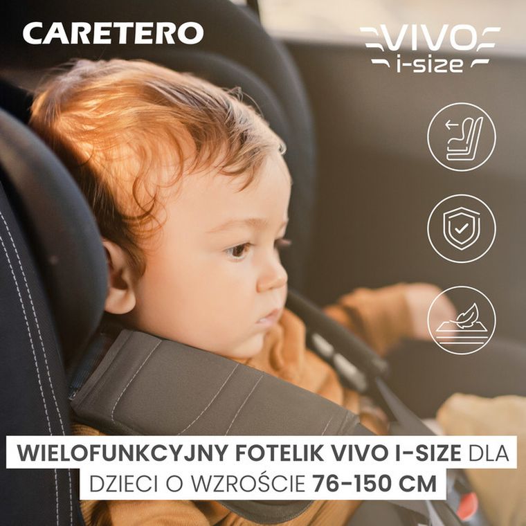 Caretero, Vivo i-Size, scaun, graphite, 76-150 cm