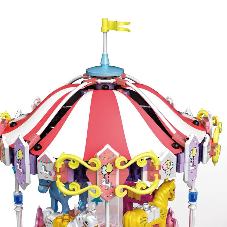 Carousel, piese de asamblare si cutie muzicala, carusel caluti, 591 elemente