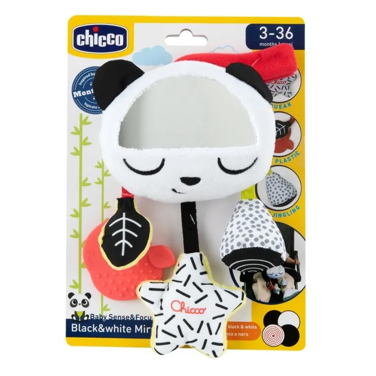 Chicco, Baby Sense & Focus, Panda, pandantiv de carucior contrastant cu oglinda