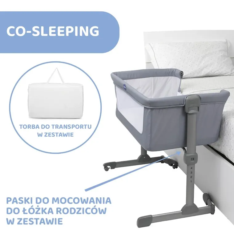 Chicco, Co-Sleeping Next2me, Essential, patut atasabil, Stone