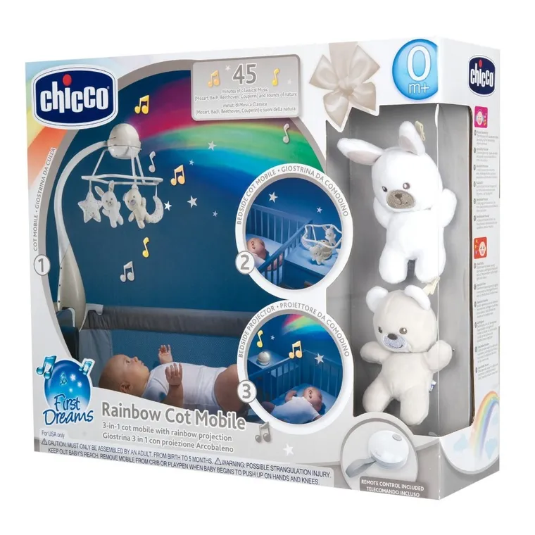 Chicco, First Dreams, Rainbow, Carusel pentru patut 3in1, bej