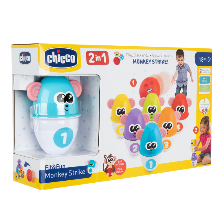 Chicco, Fit&Fun, Joc de bowling 2in1 cu popice verticale