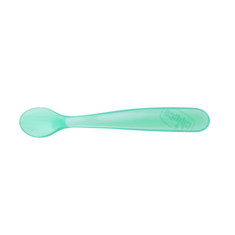 Chicco, lingura moale din silicon, 6 luni+, albastru, 2 buc.