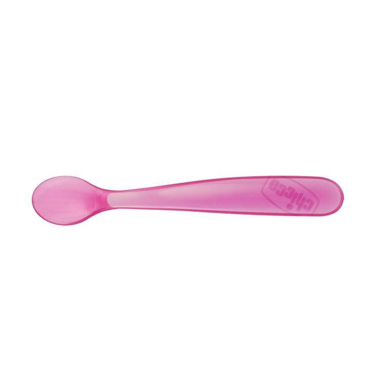 Chicco, lingura moale din silicon, 6 luni+, roz, 2 buc.