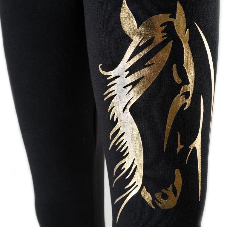 Colanti caldurosi pentru fete, negru, cal, Tup Tup