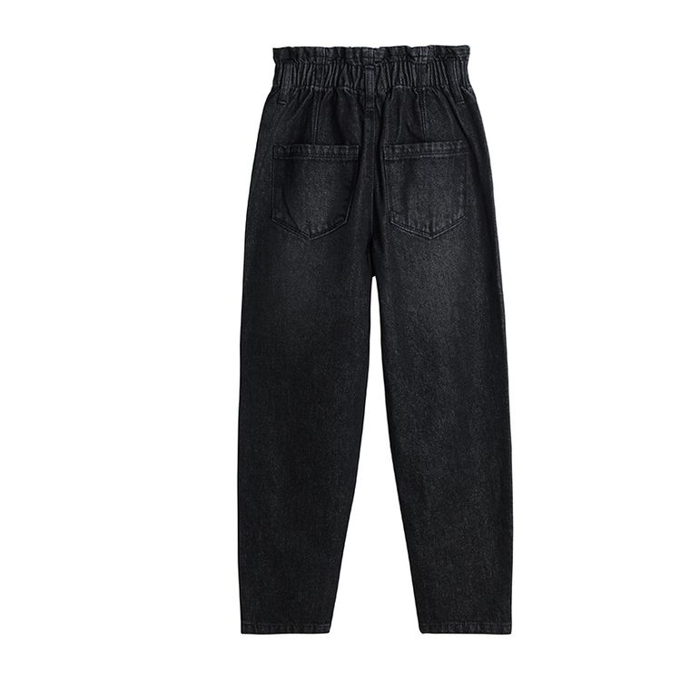 Cool Club, Blugi tip paper bag pentru fete, denim, negri