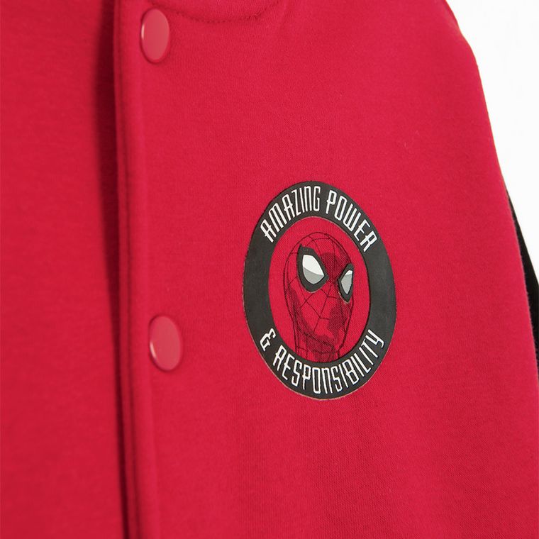 Cool Club, Bluza bejsbolówka chłopięca, cu capse, rosu, imprimeu Spider-Man
