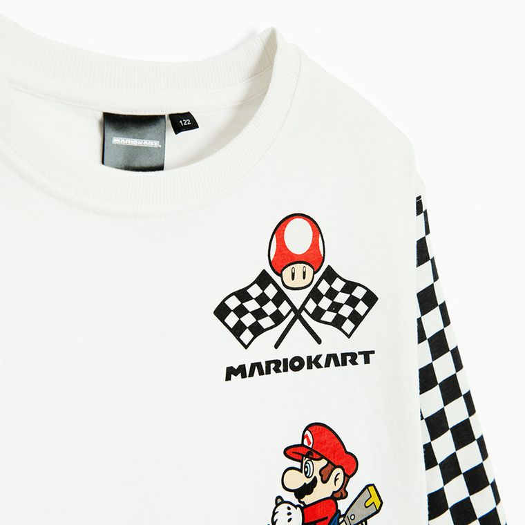 Cool Club, Bluza cu maneca lunga pentru baieti, alb, imprimeu Super Mario