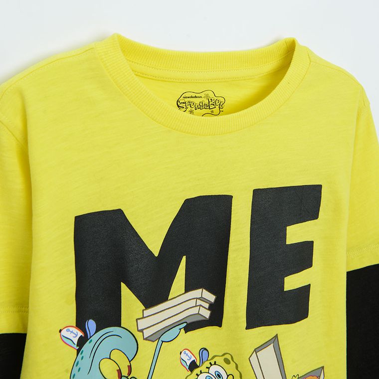 Cool Club, Bluza cu maneca lunga pentru baieti, galben-negru, imprimeu SpongeBob