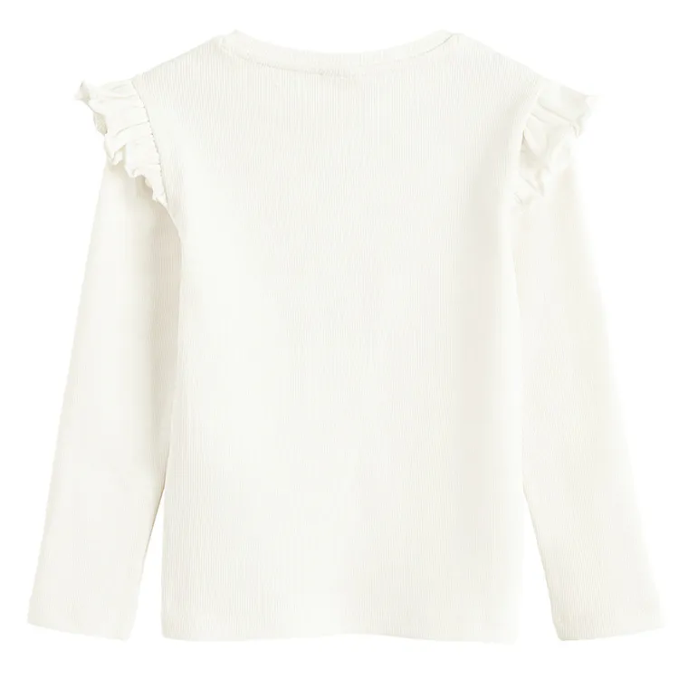 Cool Club, Bluza cu maneca lunga pentru fete, din tricot striat, alb