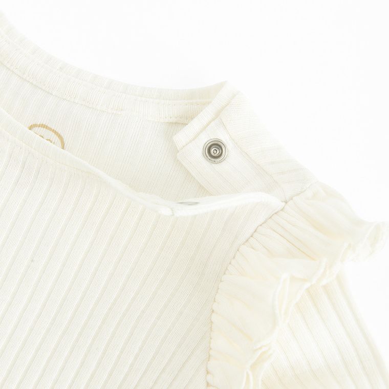 Cool Club, Bluza cu maneca lunga pentru fete, din tricot striat, alb