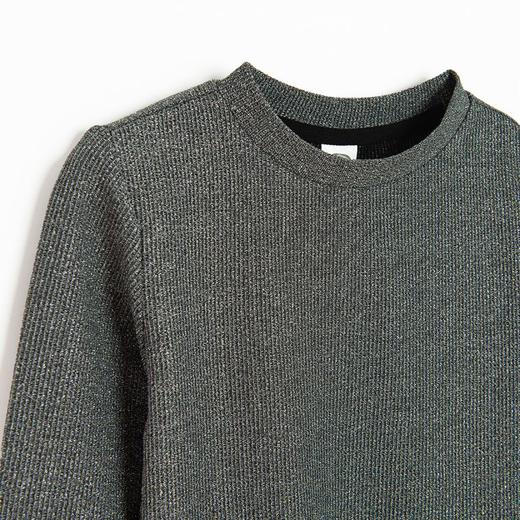 Cool Club, Bluza cu maneca lunga pentru fete, din tricot striat, argintiu