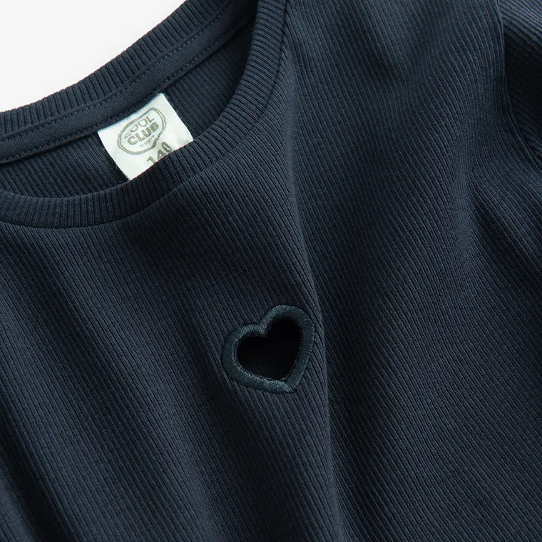 Cool Club, Bluza cu maneca lunga pentru fete, din tricot striat, bleumarin