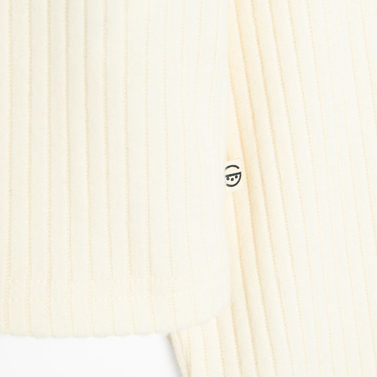 Cool Club, Bluza cu maneca lunga pentru fete, din tricot striat, ecru