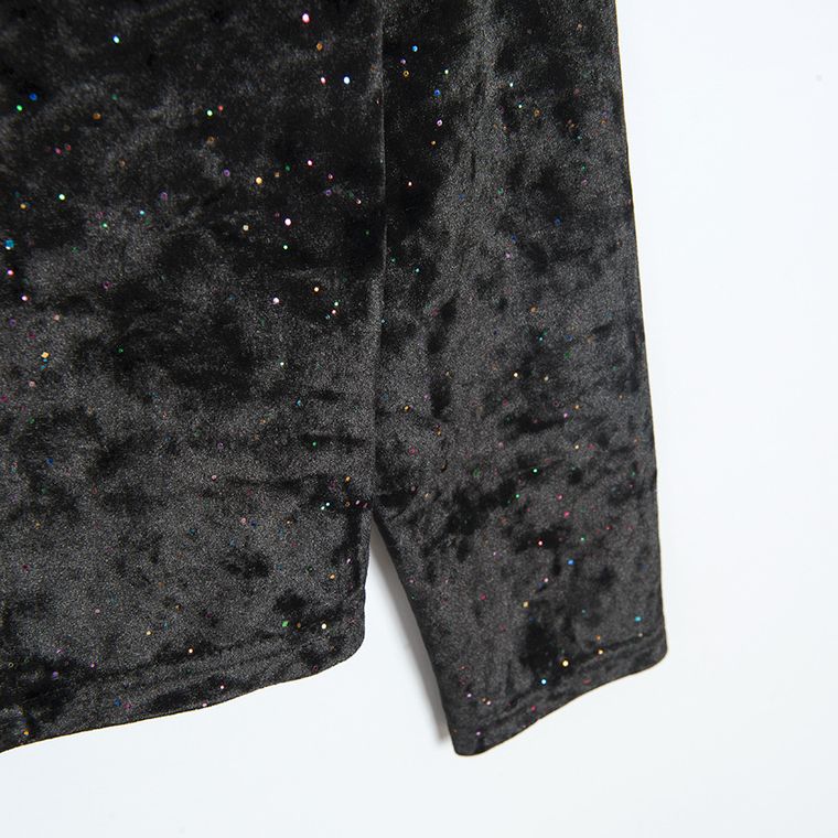 Cool Club, Bluza cu maneca lunga pentru fete, negru, cu sclipici, funda decorativa