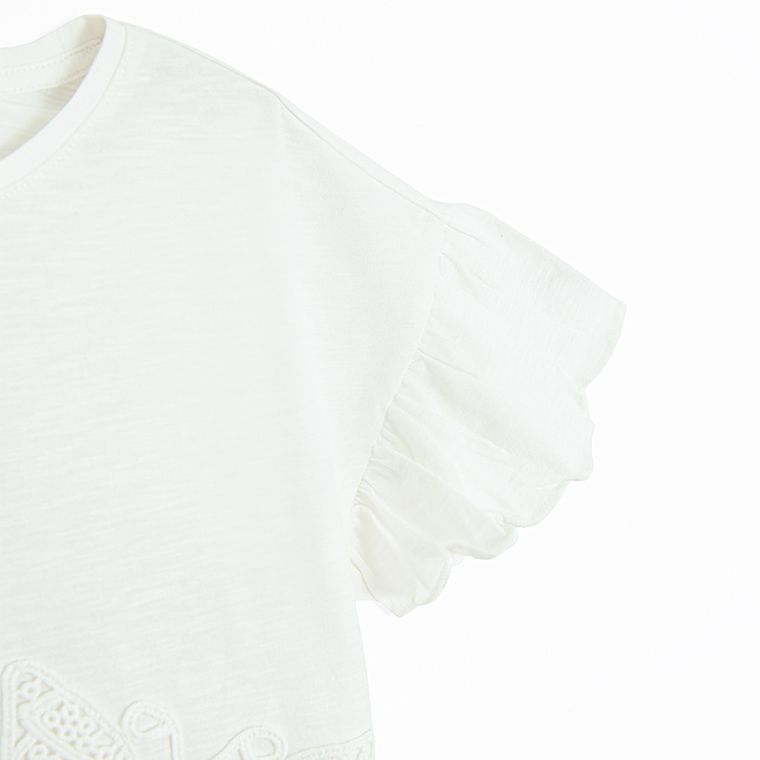 Cool Club, Bluza cu maneca scurta pentru fete, crop top, alb