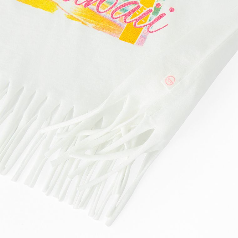 Cool Club, Bluza cu maneca scurta pentru fete, crop top, alb