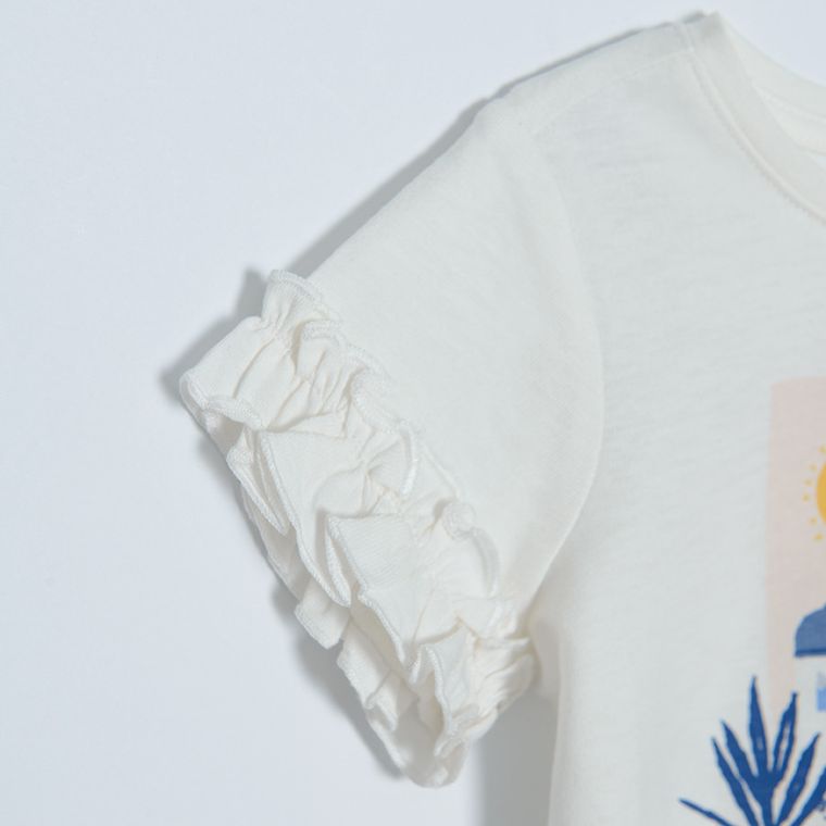 Cool Club, Bluza cu maneca scurta pentru fete, ecru