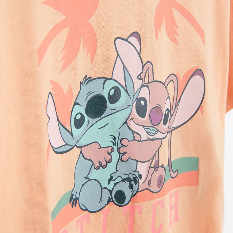 Cool Club, Bluza cu maneca scurta pentru fete, portocaliu, imprimeu Lilo si Stitch