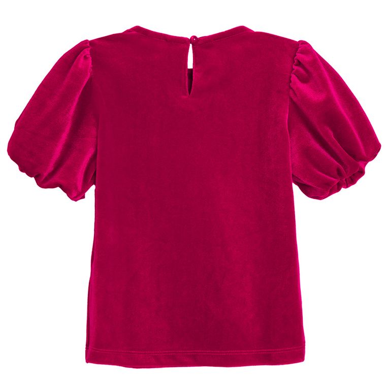 Cool Club, Bluza cu maneca scurta pentru fete, velur, rosu