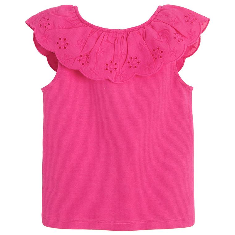 Cool Club, Bluza fara maneci pentru fete, din tricot striat, roz