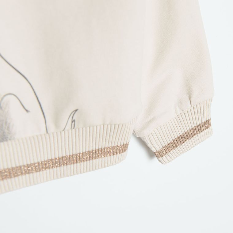 Cool Club, Bluza pentru fete, bej, imprimeu Doamna si Vagabondul,