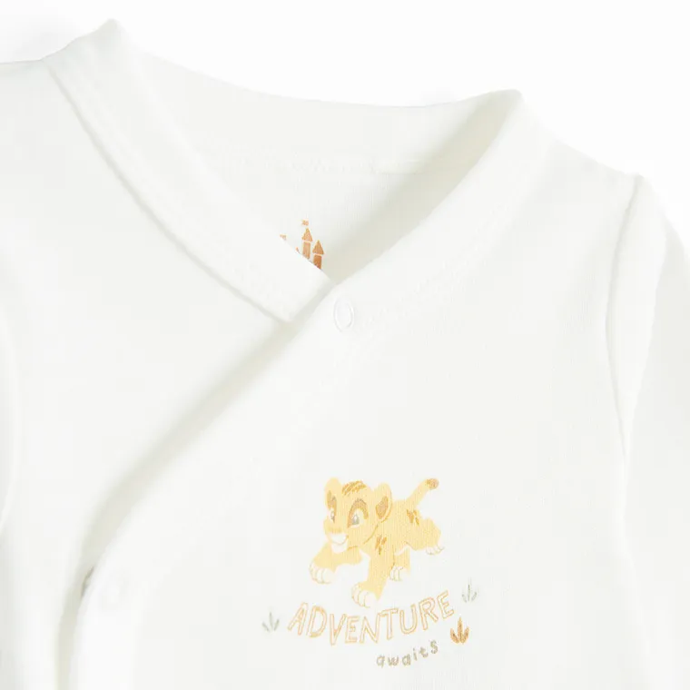 Cool Club, Body cu maneca lunga pentru baieti, alb, imprimeu Lion King, set, 2 buc.