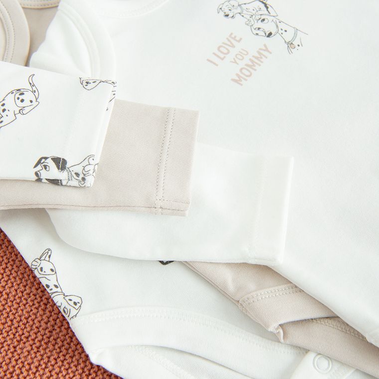 Cool Club, Body cu maneca lunga pentru bebelusi, mix, imprimeu 101 Dalmatieni, set, 3 buc.