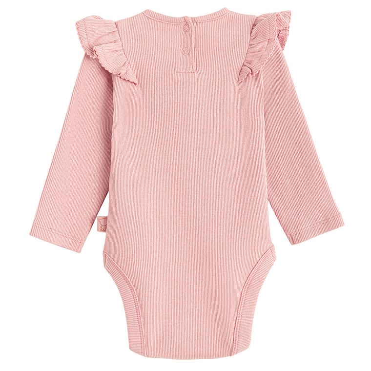 Cool Club, Body cu maneca lunga pentru fete, din tricot striat, roz