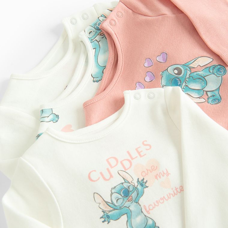 Cool Club, Body cu maneca lunga pentru fete, mix, imprimeu Lilo si Stitch, set, 4 buc.