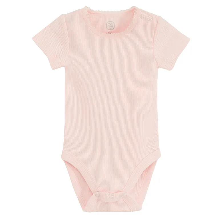 Cool Club, Body cu maneca scurta pentru fete, alb, roz, set, 2 buc.