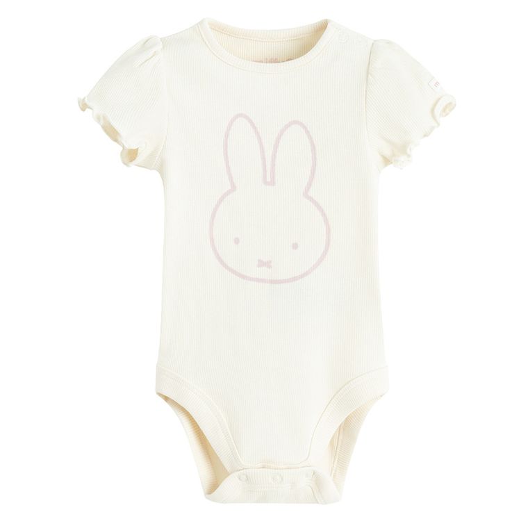 Cool Club, Body cu maneca scurta pentru fete, din tricot striat, mix, imprimeu Miffy, set, 2 buc.