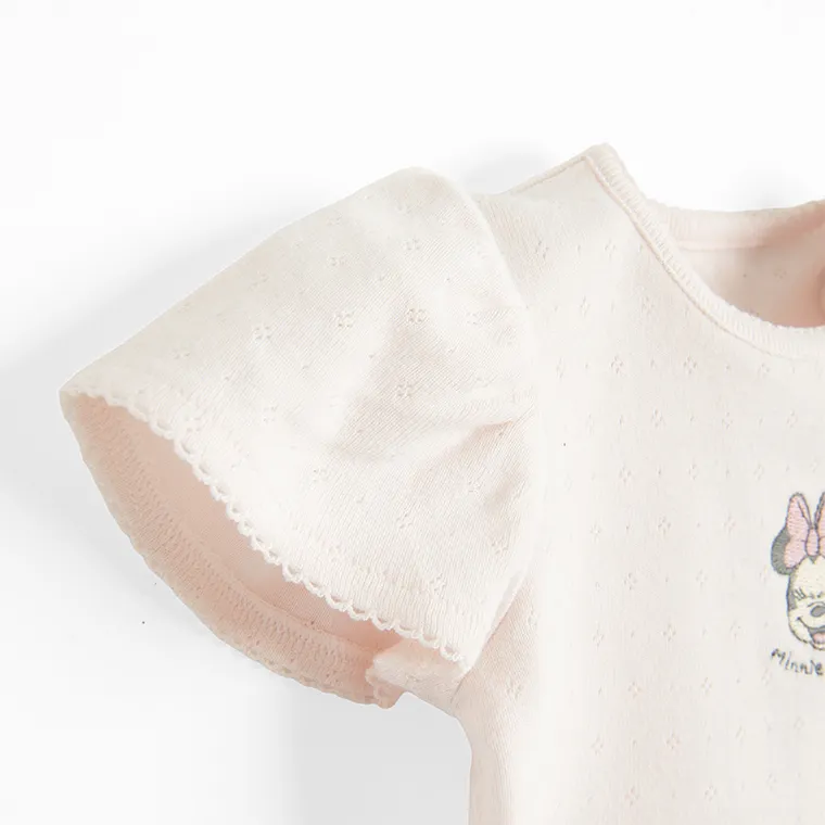 Cool Club, Body cu maneca scurta pentru fete, roz, imprimeu Minnie Mouse