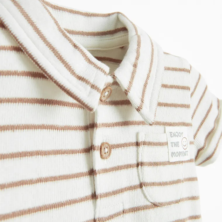 Cool Club, Body polo pentru baieti cu maneca scurta, frotte, bej