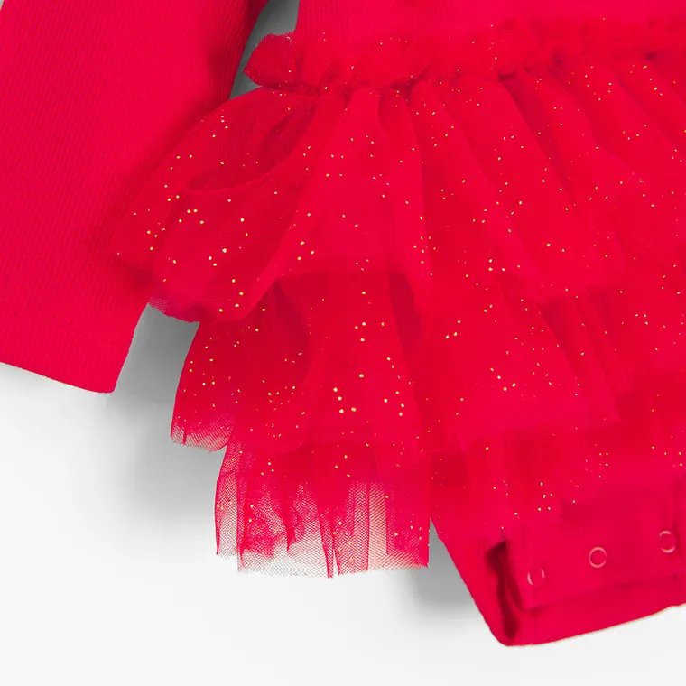 Cool Club, Body-rochie cu maneca lunga pentru fete, rosu