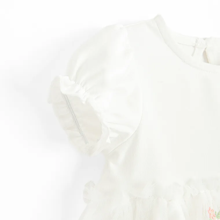 Cool Club, Body-rochie cu maneca scurta pentru fete, alb