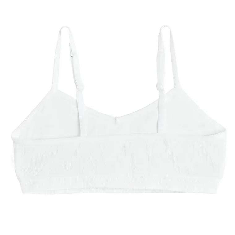 Cool Club, Bustiera pentru fete, din tricot striat, alb, microfibra, set, 2 buc.